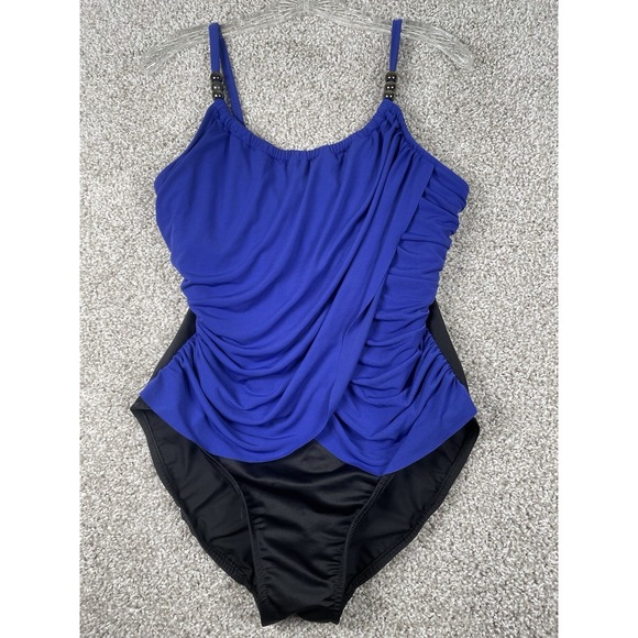 Magicsuit Lisa Womens Underwire One Piece Swimsuit Sz 12 Blue/Black Slimming - Picture 1 of 10